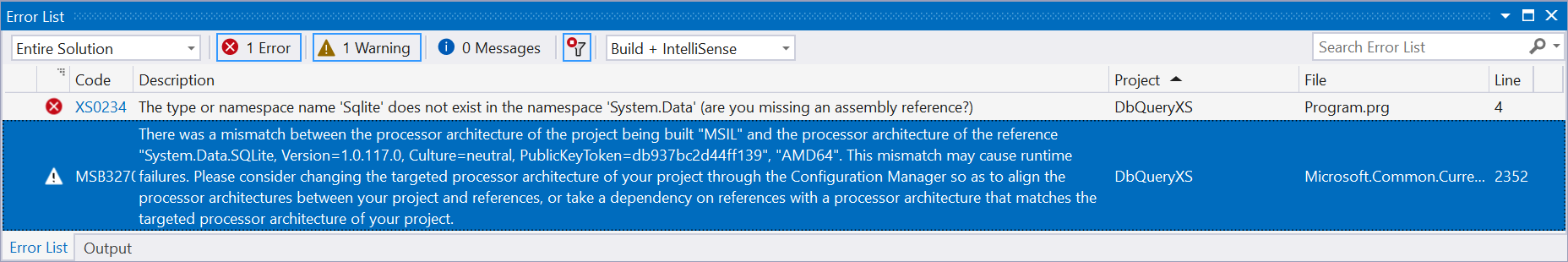 Alt Its important to reference an assembly that matches the platform target of the project