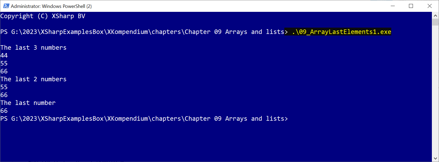 Alt Getting the last elements of an array or list