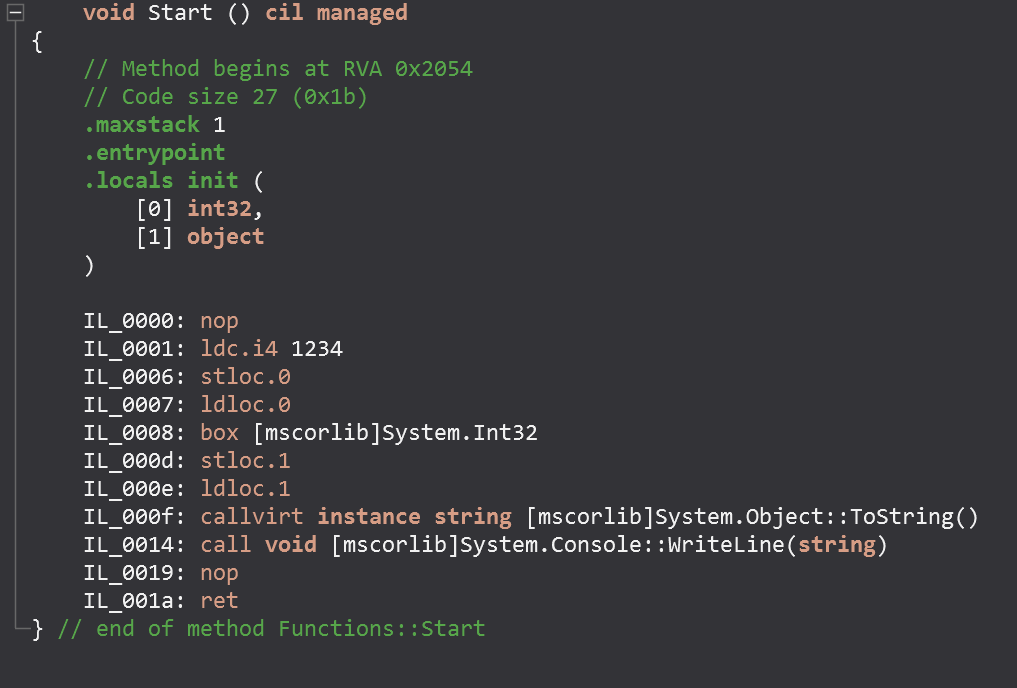 Alt The compiler inserts a box command for the boxing operation