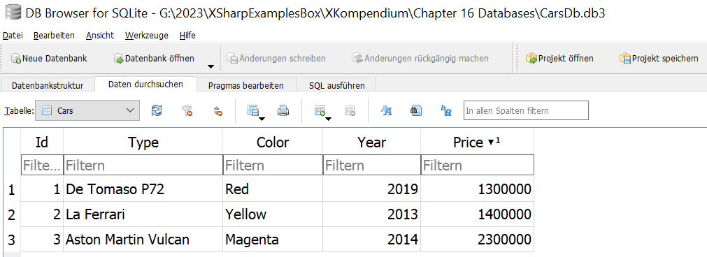 Alt A DataTable had been stored in a SQLite database