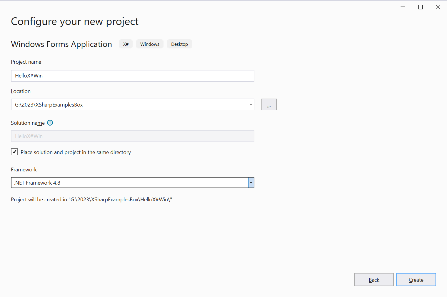 Alt Configure your new project just means giving it a name and choosing a directory