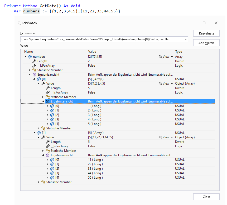 Alt Evaluating an array is a little cumbersome with X# 2.x