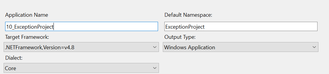 Alt Visual Studio defines a default namespace for each project