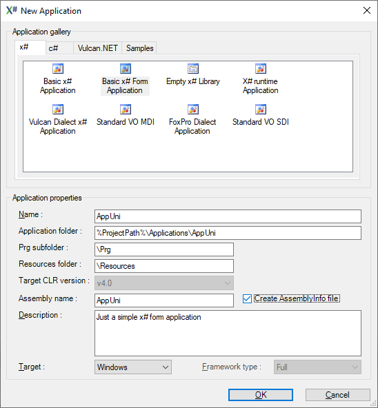 Alt Creating a new XIDE application